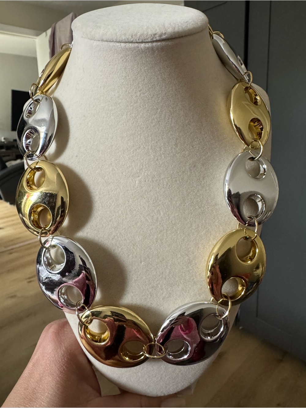 Gold and Silver Two-Tone Statement Necklace